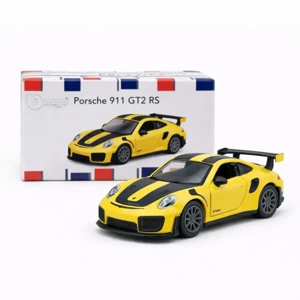 Bburago Porsche 911 GT2 RS – Yellow | 1:64 Scale Official Die-Cast Model Car image 1