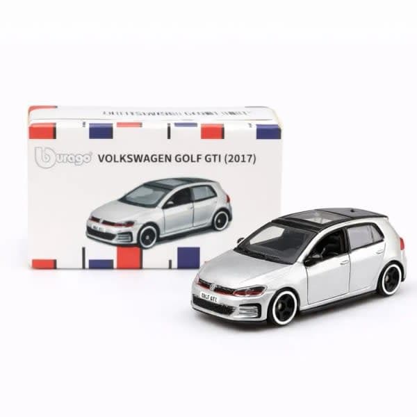 Bburago Volkswagen Golf GTI (2017) – Silver | 1:64 Scale Official Die-Cast Model image 1